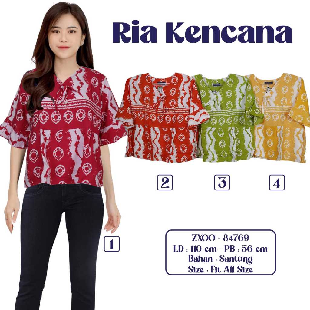 BLOUSE BATIK WANITA LENGAN PENDEK BLOUSE REMAJA RIA BATIK SOLO