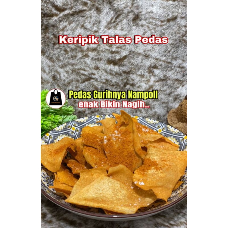 

KERIPIK TALAS PEDAS GURIH Mantap, 100% talas tanpa tepung, Khas Magelang