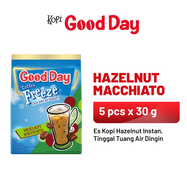 

GOOD DAY Coffee Freeze Hazelnut Macchiato 1 Pack Isi 5 sachet x 30 gr