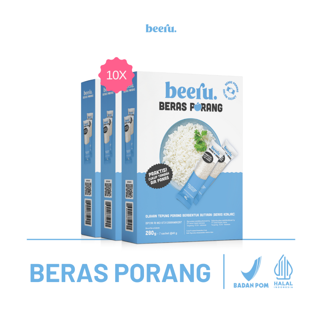 

Beeru Beras Porang Isi 10 Box - Shirataki Konjac Rice