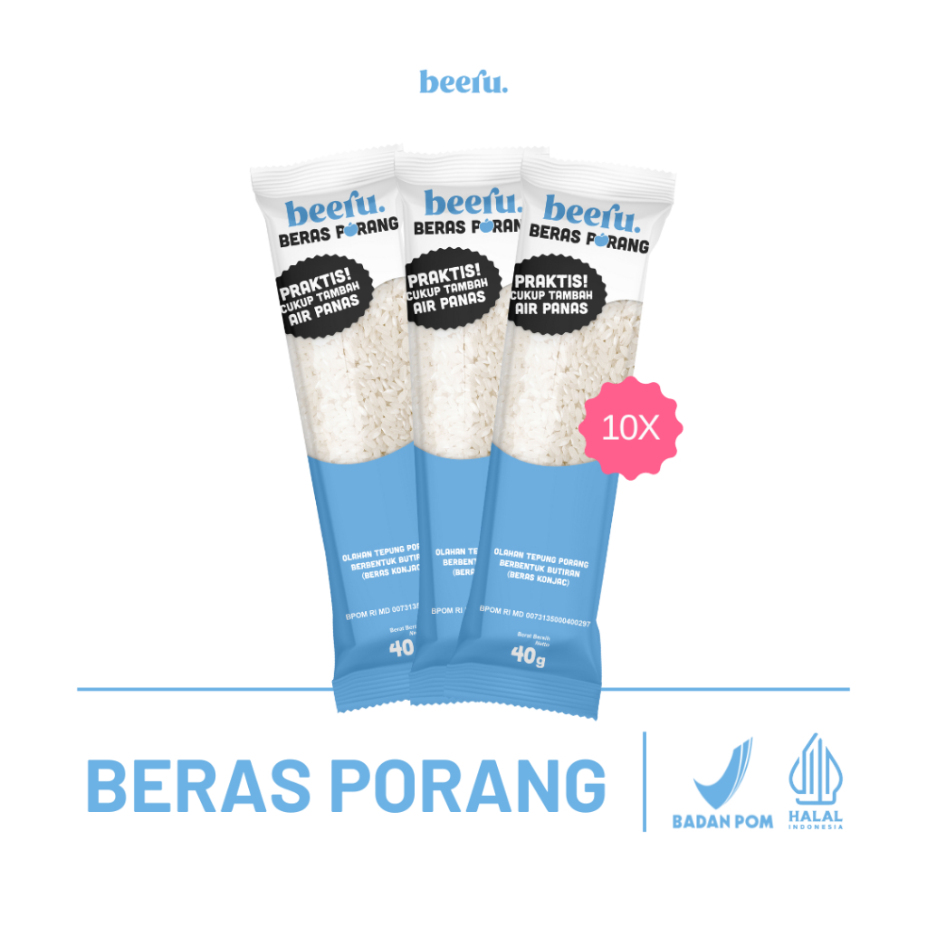 

Beeru Beras Porang Sachet Isi 10 - Shirataki Konjac Rice