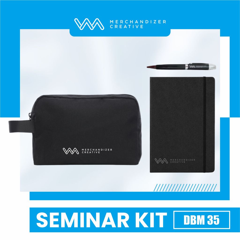 

Notebook Agenda Karet Grafir, Pulpen Sablon, dan Pouch - Custom Paket Seminar Kit Murah