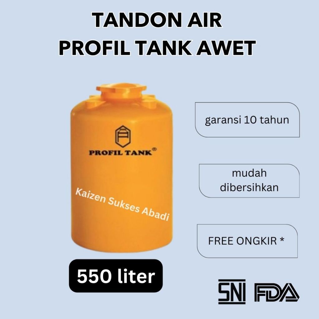 Tandon tangki toren air profil tank plastik TDA 550 500 Liter kuning kualitas penguin termurah berga