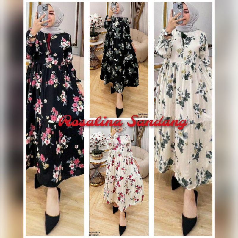 MIDI DRESS RAYON PREMIUM MIDI DRESS MOTIF BUNGA MIDI DRESS BUSUI MIDI DRESS ELLISA MIDI DRESS VIRAL 