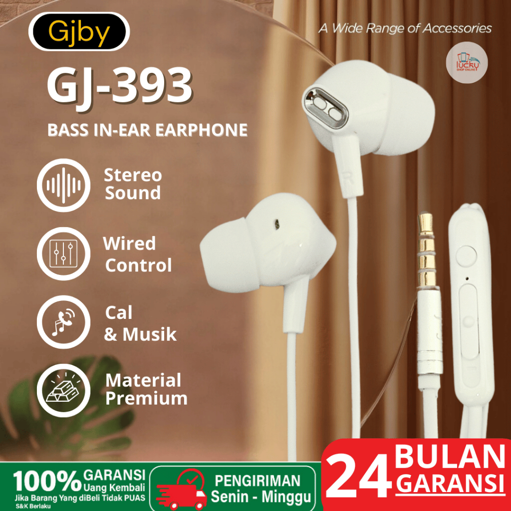 GJBY GJ-393 earphone bass handfree stereo original