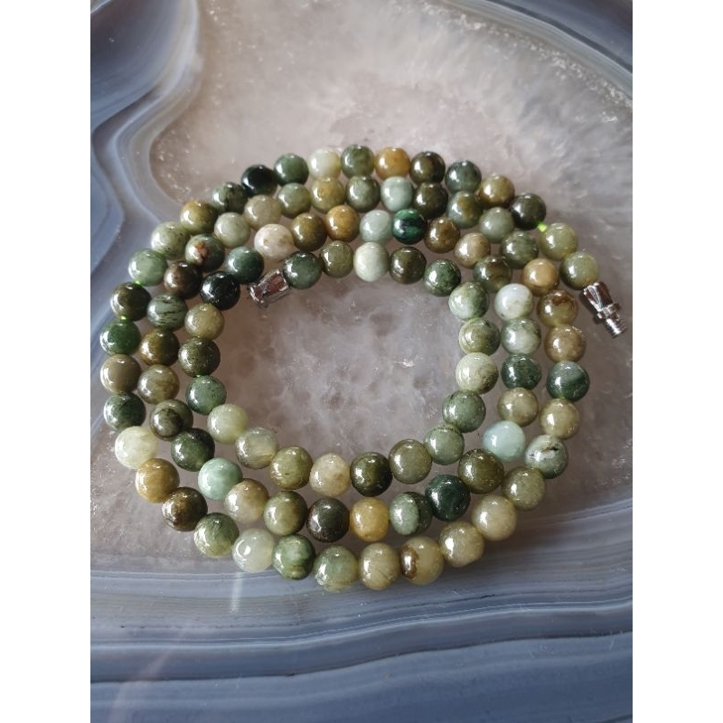 #7615 - Certified Grade A China Giok 5.5mm beads Kalung Necklace Jade Jewelry gift Asli Natural Jade