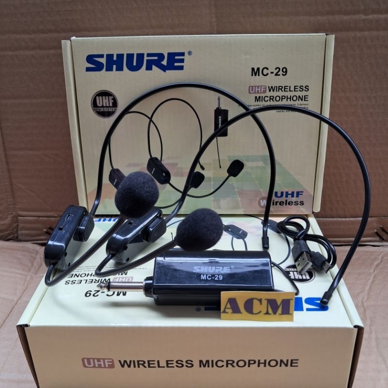 MIC HEADSET WIRELESS SHURE MC 29 MIC BANDO WIRELESS MC29 IMPOR 2 MIC BANDO