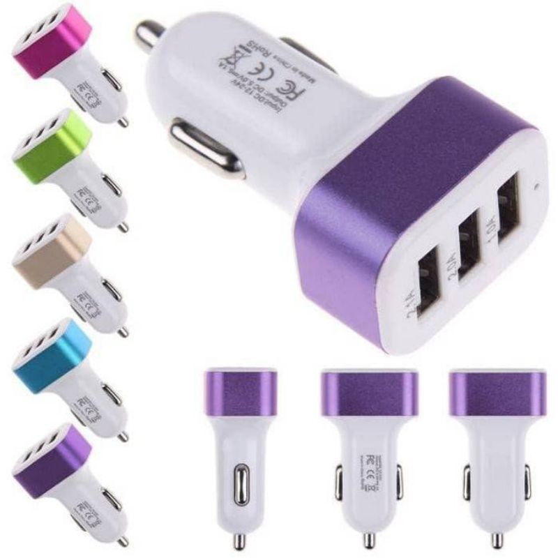 ATA Aceh - CHARGER MOBIL 3 USB / CAR Charger / Saver MOBIL 3-usb 2.4A