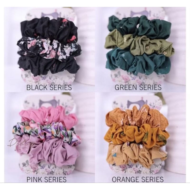 Scrunchie Black ditsy