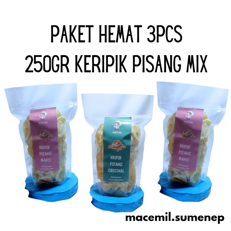 

Cemilan Makanan Ringan, Keripik Pisang, Gurih, Asin, Manis, Murah, Hemat, Mix