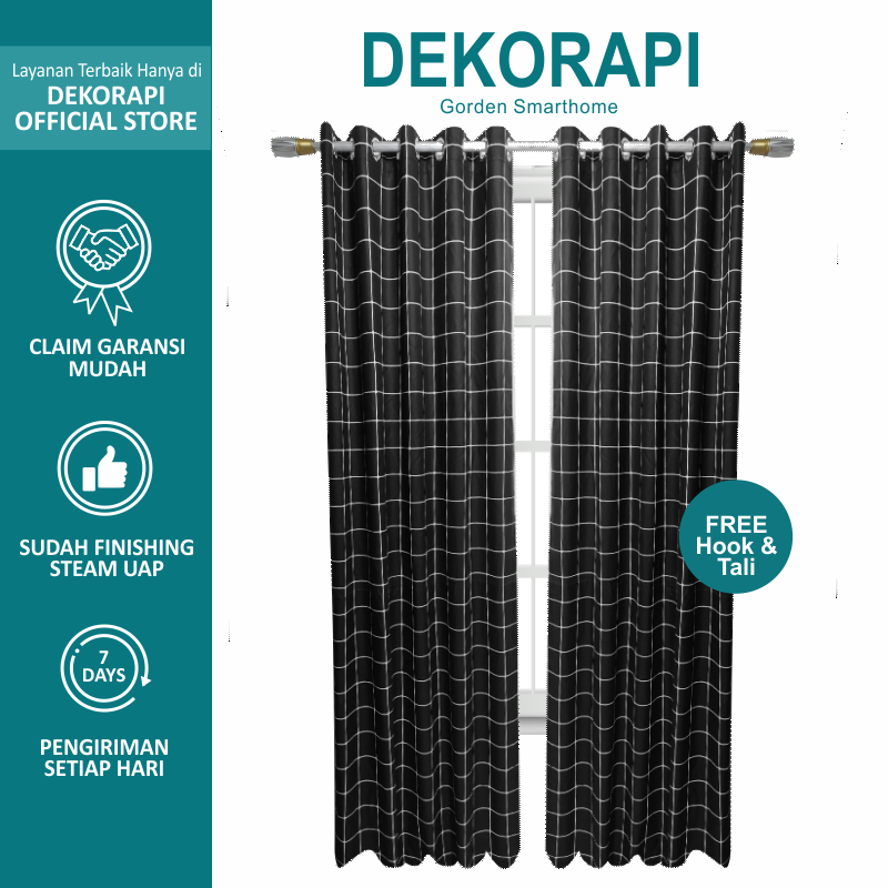 Gorden Jendela Gorden Pintu Hordeng katun kotak kekinian