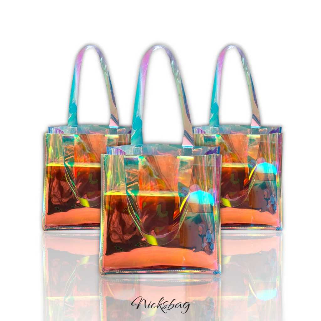 

Tas jinjing hampers mika pvc hologram size 23 x 10 x 23 cm goodiebag ulang tahun