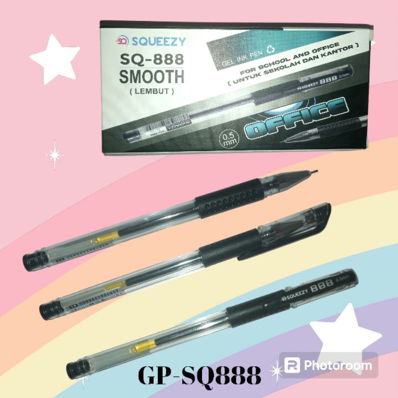 

(12pcs) pulpen gel 0.5mm squeezy