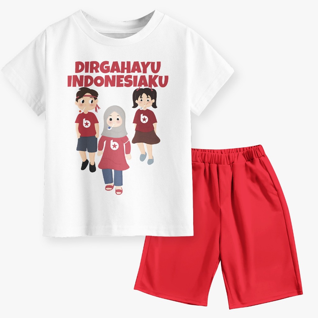 Setelan Anak 1-10 Tahun Laki laki Perempuan Motif Balap Kelereng Warna Putih