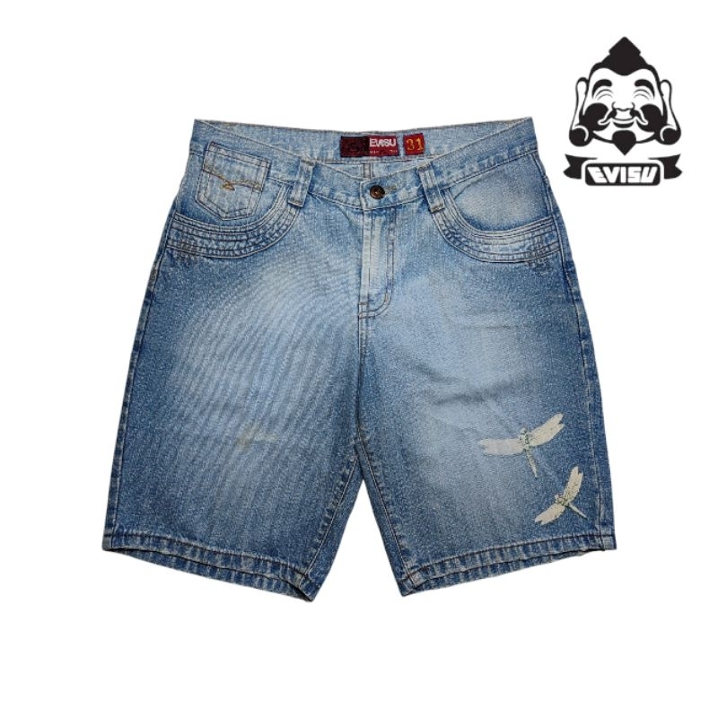 Evisu cult jeans short jorts dragon fly baggy y2k