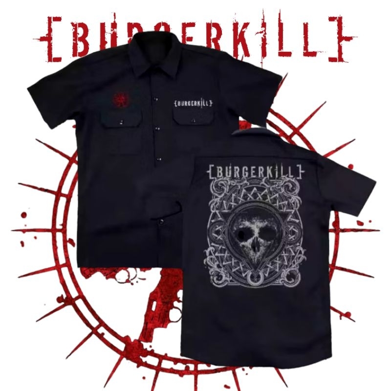 WORKSHIT lengan pendek BAND BURGERKILL terbaru orginal distro - kemeja pendek hitam BURGERKIL origin