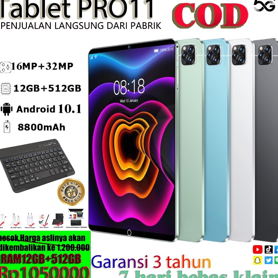 Harga Terbaik Tablet murah cuci gudang pro11 11inch layar definisi tinggi RAM 12GB512GB Baru 11inch 