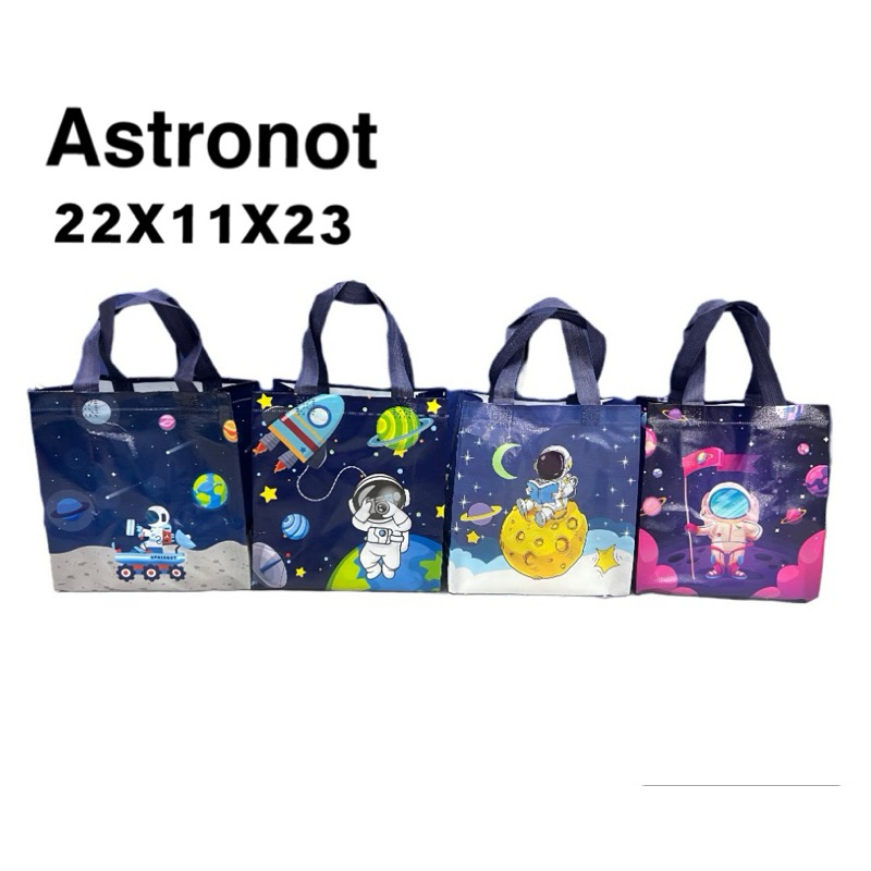 

(1 lusin ) TOTE BAG GOODIE BAG TAS ULANG TAHUN ANAK ASTRONOT Goodiebag tas souvenir ulang tahun anak tas karakter 22x11x23 Tas Souvenir Ulang Tahun Anak Goodiebag Motif Kartun Premium