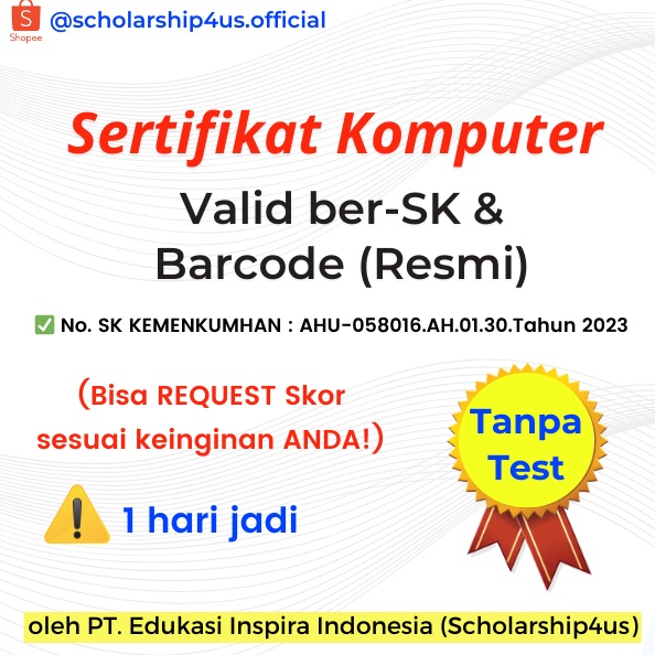 

KODE F5V2 SERTIFIKAT KOMPUTER RESMI LEGAL BERBARCODE