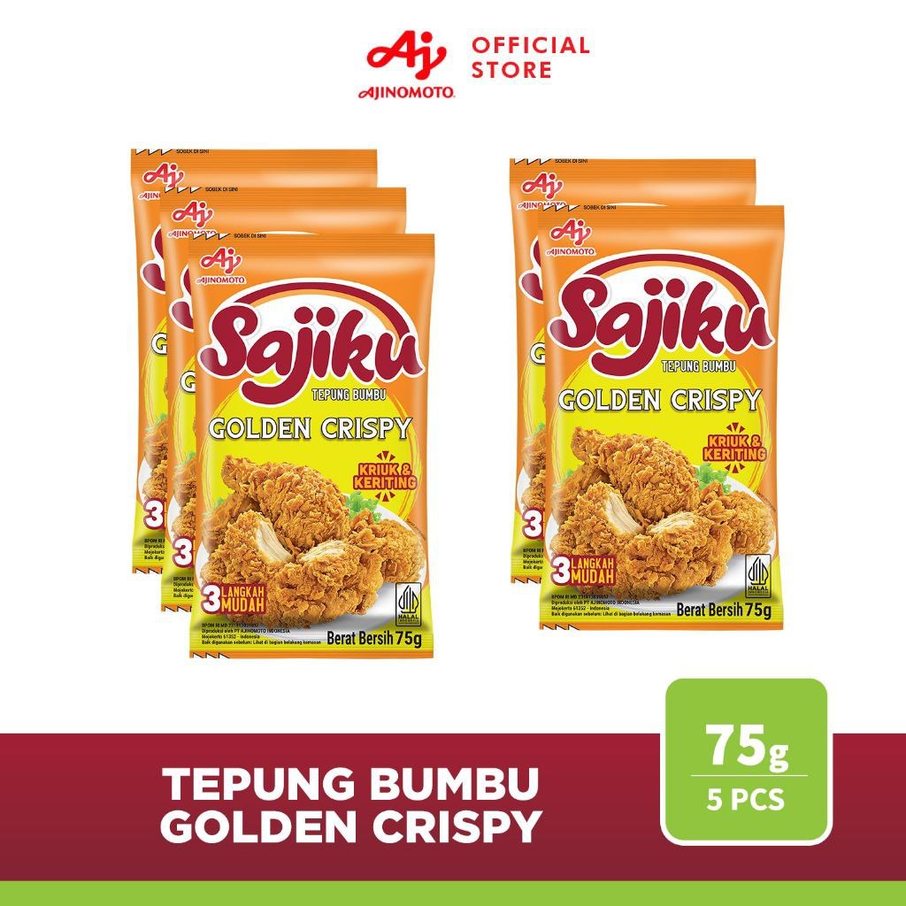 

PROMO 5 PCS TEPUNG SAJIKU GOLDEN CRISPY 75 GRAM