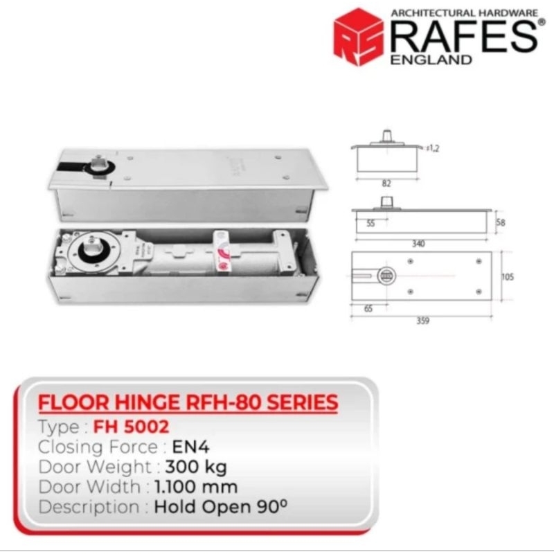 Floor hinge Rafes FH 5002 + patch fitting PS 3682