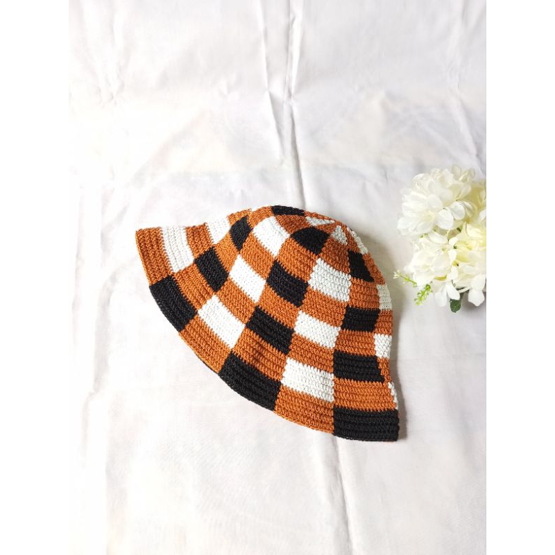Topi Rajut Bucket Hat Handmade Dewasa Topi Traveling