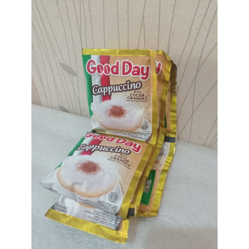 

Kopi Gooday Cappucino 1 renceng isi 10 sachet