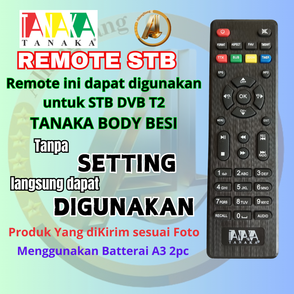 Remot Remote Set Top Box DVB T2 STB TANAKA Body Besi (LAMA)