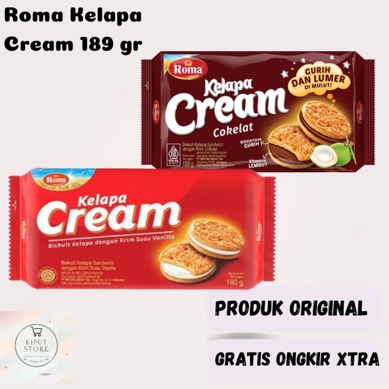 

Roma Kelapa Cream Biskuit krim rasa Cokelat , Vanila 189 gr