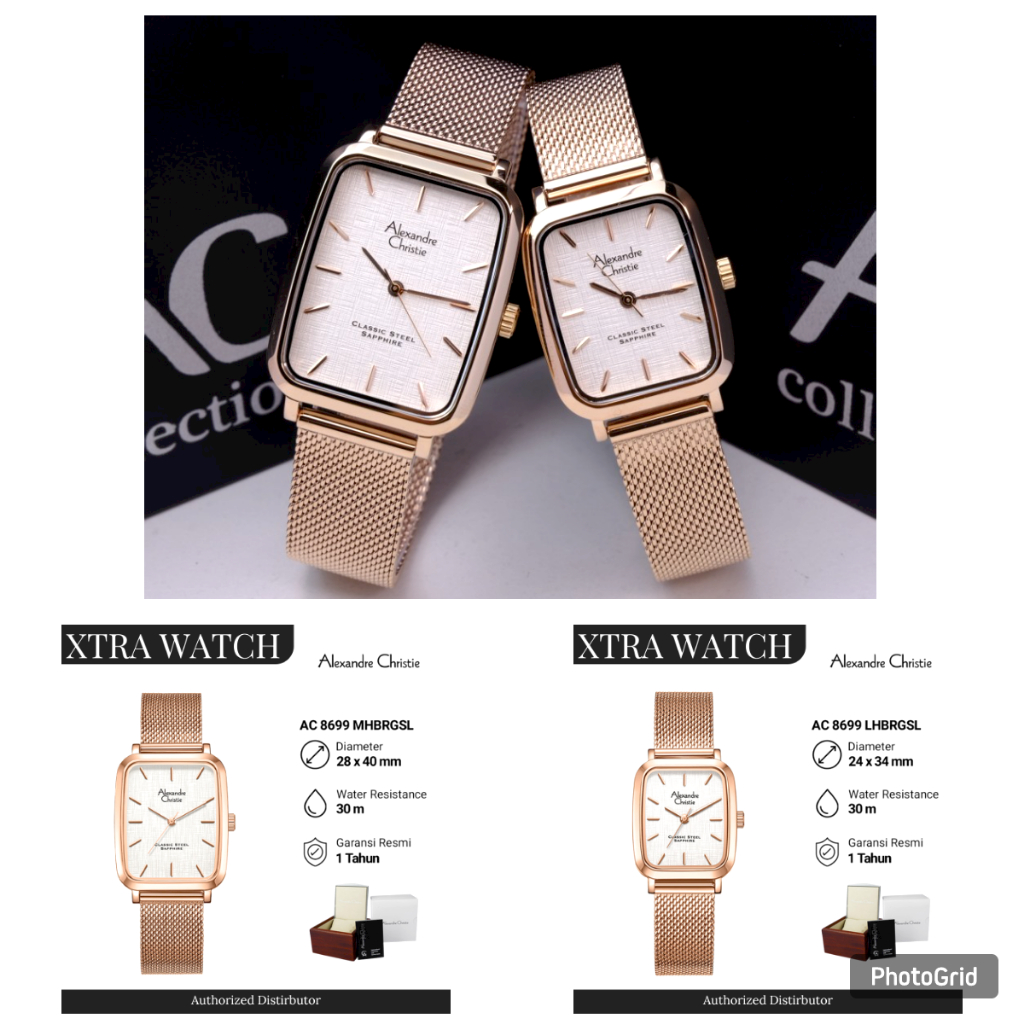 Jam Tangan Couple AC Alexandre Christie 8699 Original - Rantai Pasir - Garansi Resmi 1 Tahun