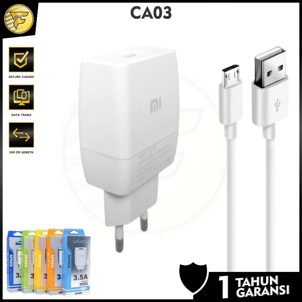 Charger C03 dengan kabel Micro USB cas HP Android powerbank tws speaker