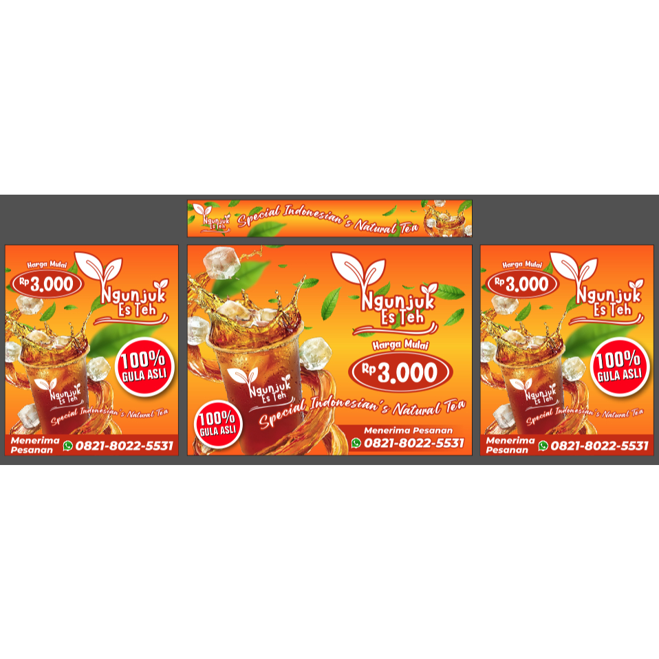 custom banner es teh untuk rombong/booth