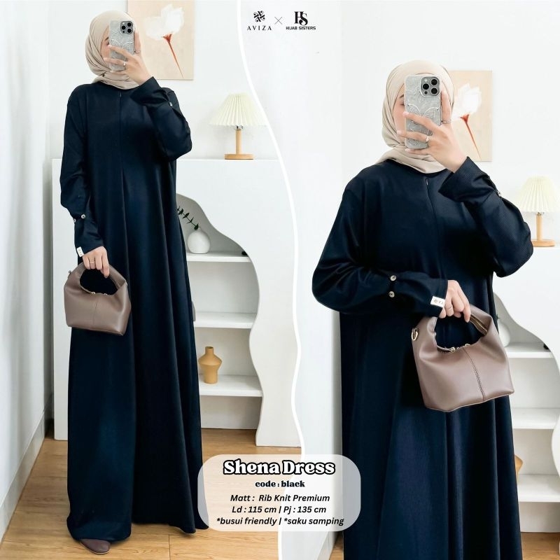 SHENA DRESS BY HIJAB SISTERS MAT RIP KNIT PREMIUM BUSUI JUMBO