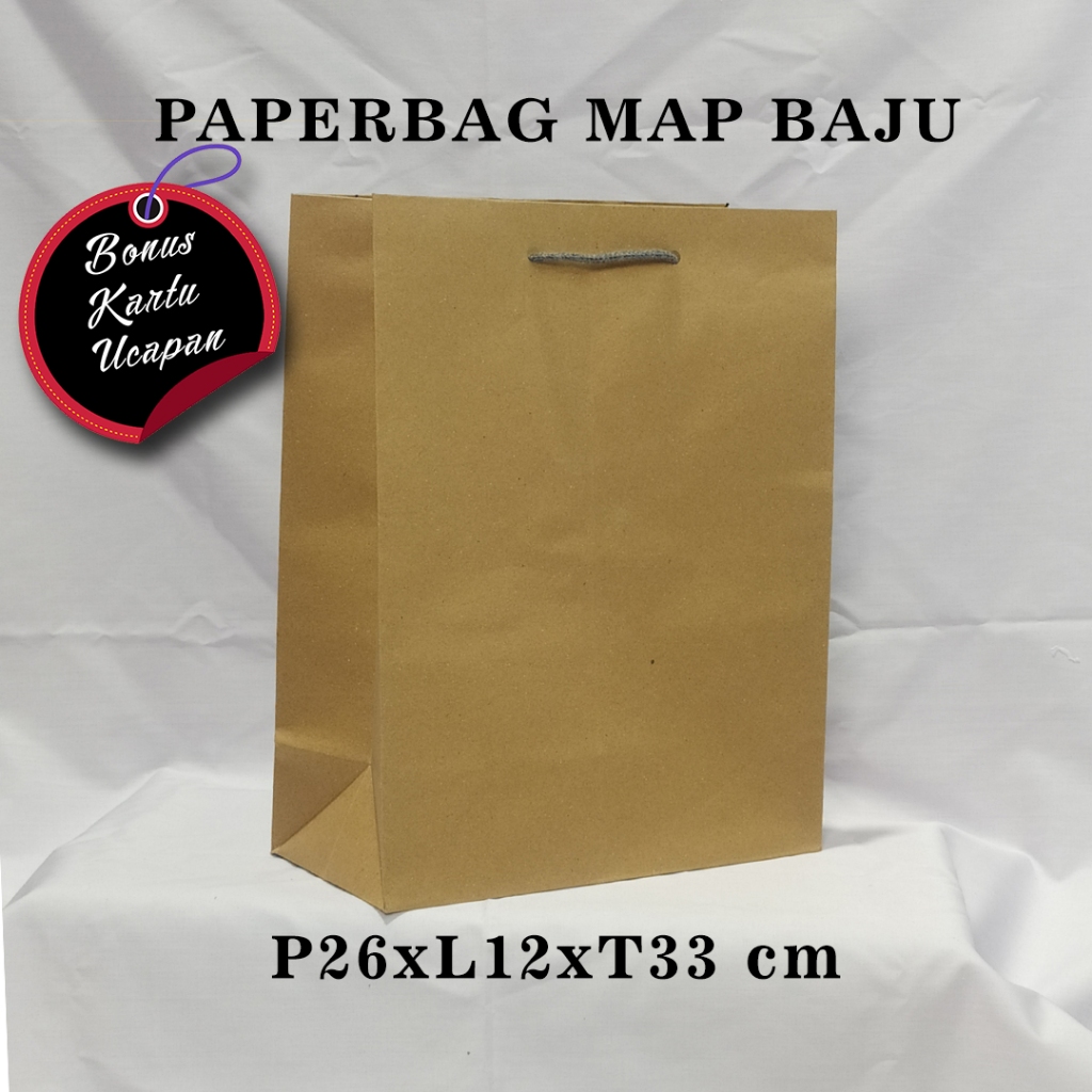 

PAPERBAG BONUS KARTU UCAPAN UKURAN R-12 (P26 X L12 X T33 CM) UNTUK BAJU GAMIS DLL