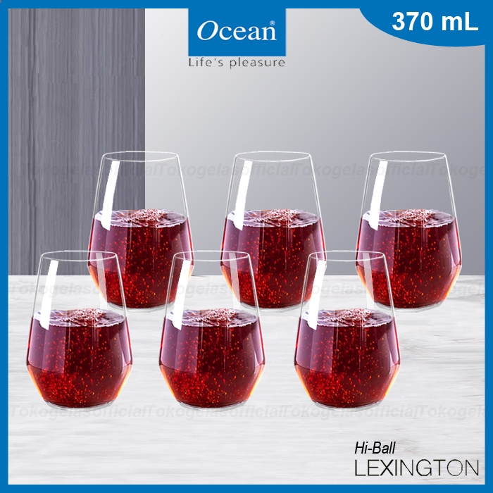 1 SET 6 PCS OCEAN Lexington Gelas Wine/Ocean Gelas Stemless/Wine Glass/Gelas Elegan/Gelas Kaca/Ocean