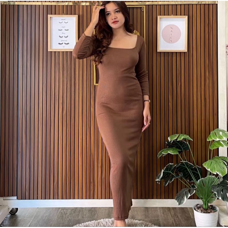 LONG DRESS RIB LENGAN PANJANG - DRESS LENGAN PANJANG - DRESS PANJANG - RIB DRESS PREMIUM