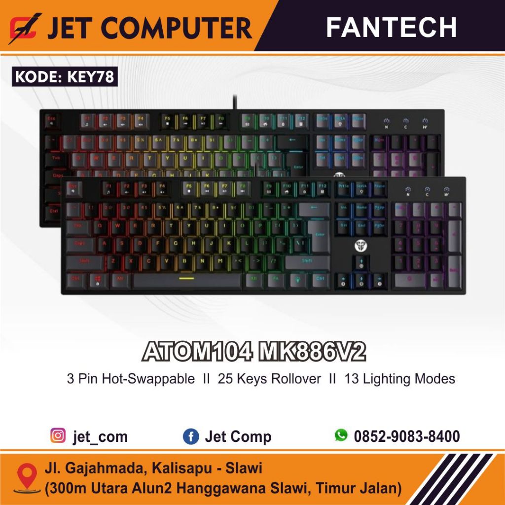 Keyboard Mechanical Fantech Blue Switch Mk886 Mk876