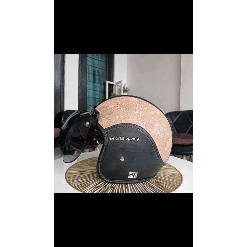 Helm Bogo kulit motif helm bogo wanita hijab cepol