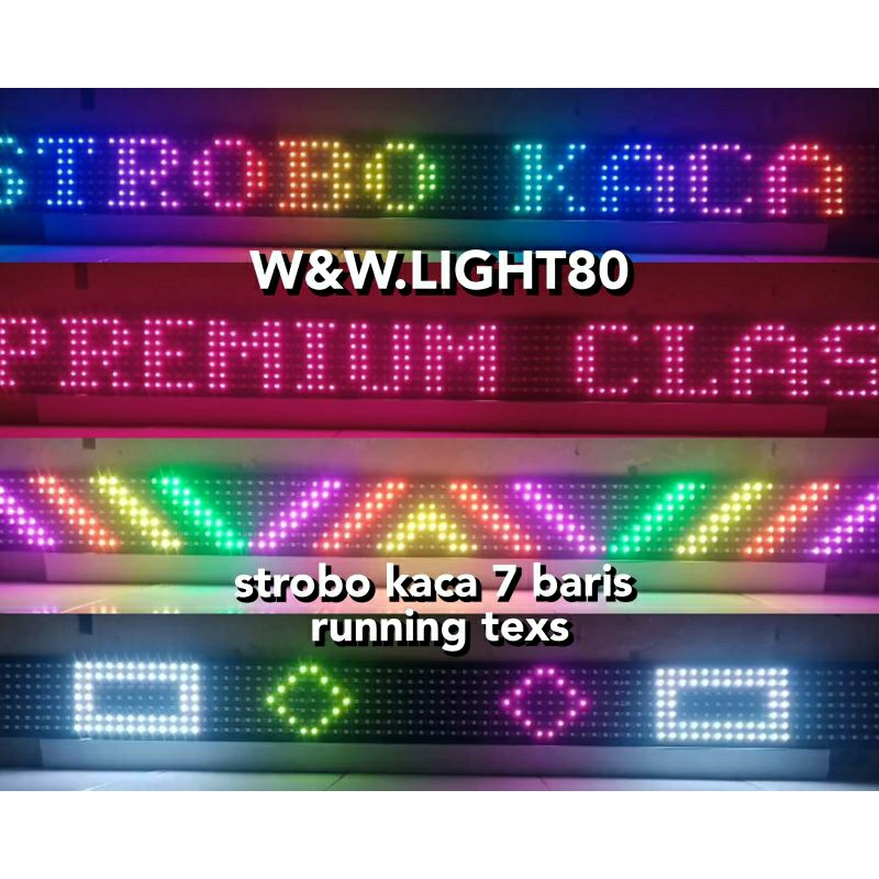 Lampu led strobo kaca running texs 7 baris