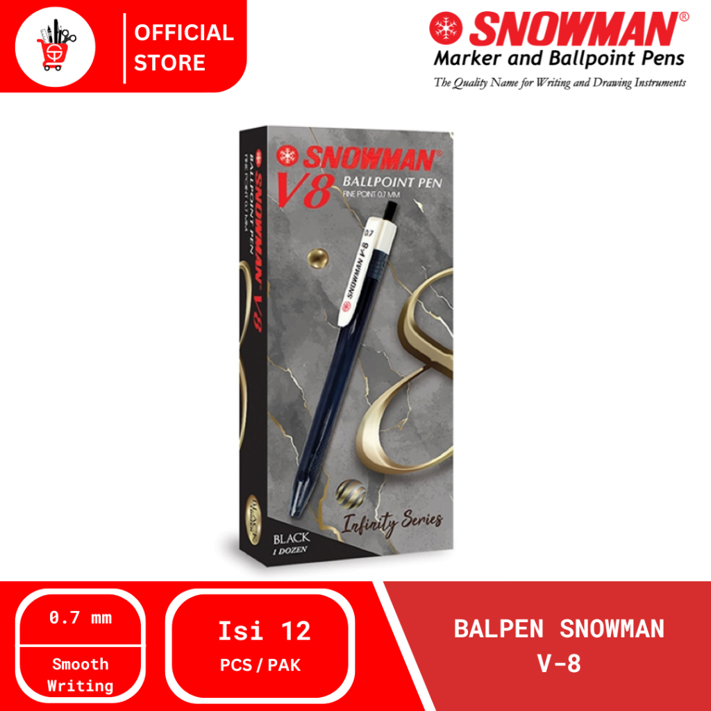 

Ball Pen | Pena | Balpen Snowman V-8 Hitam (12 PCS)