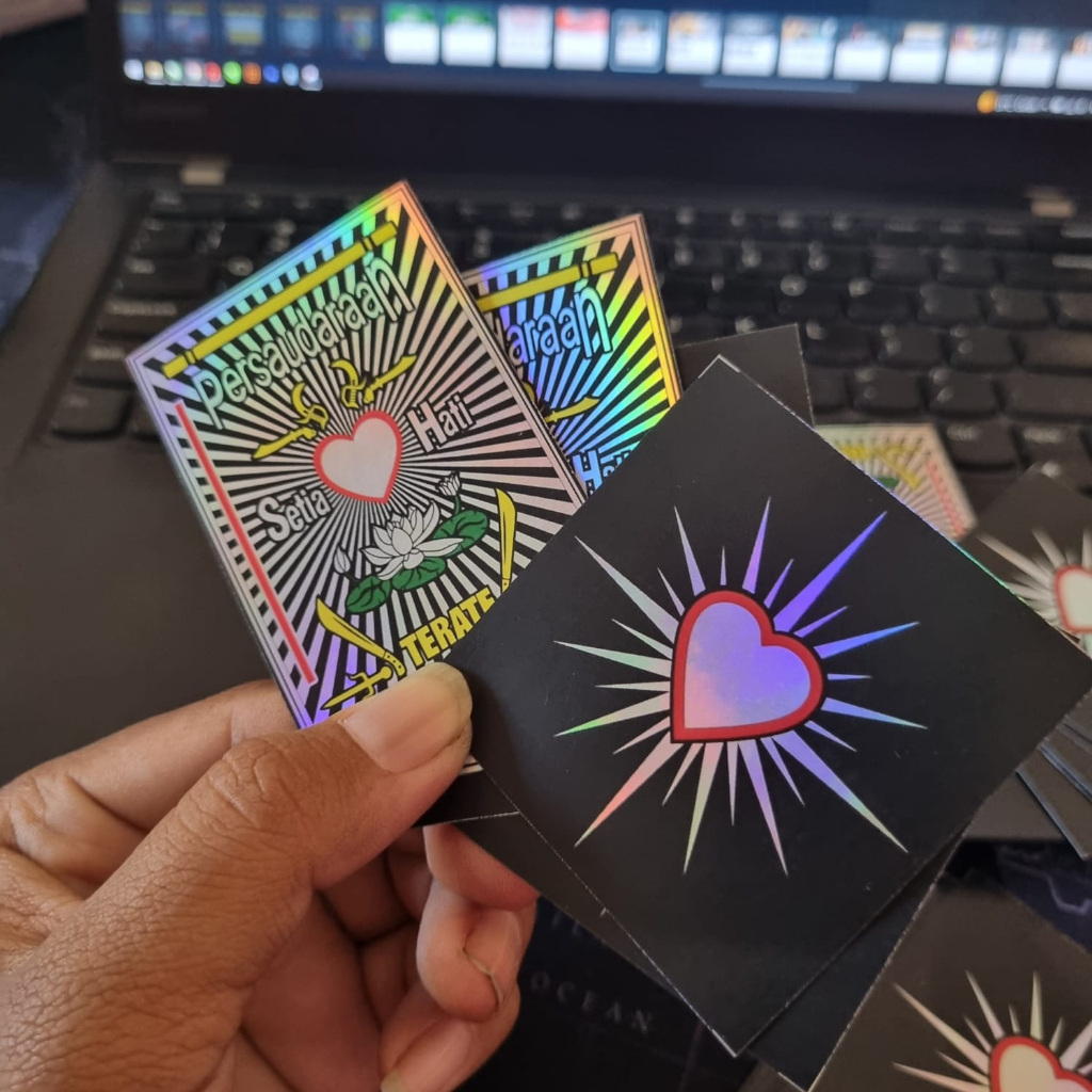 STIKER PSHT DAN HATI BERSINAR HOLOGRAM/NON HOLOGRAM