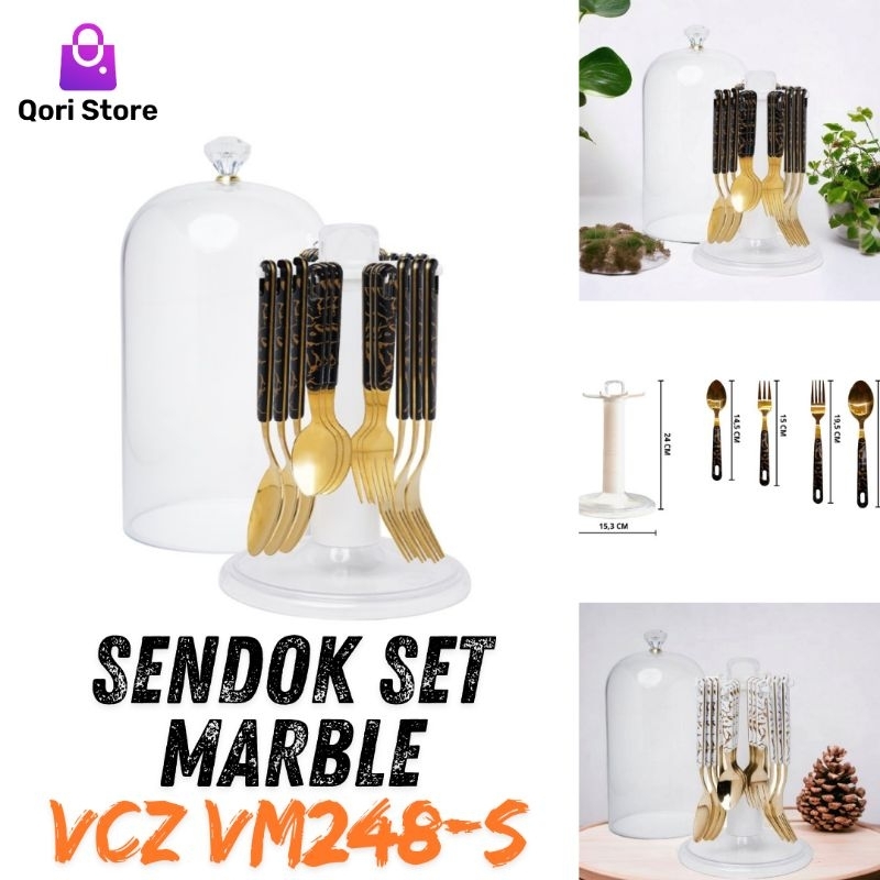 Qori Store - Sendok Set Marble VCZ VM248-S / Set Sendok Vicenza / Sendok Set Marble Vicenza / Set Se