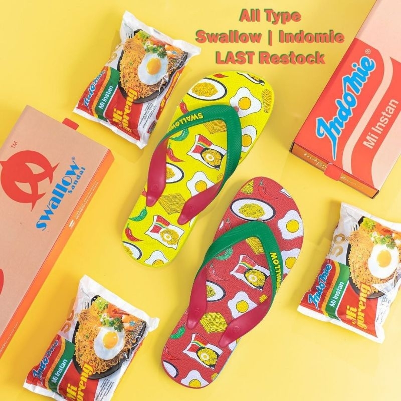 Sandal Colaborasi Swallow x Indomie 1000% Original Segel Bawaan Pabrik