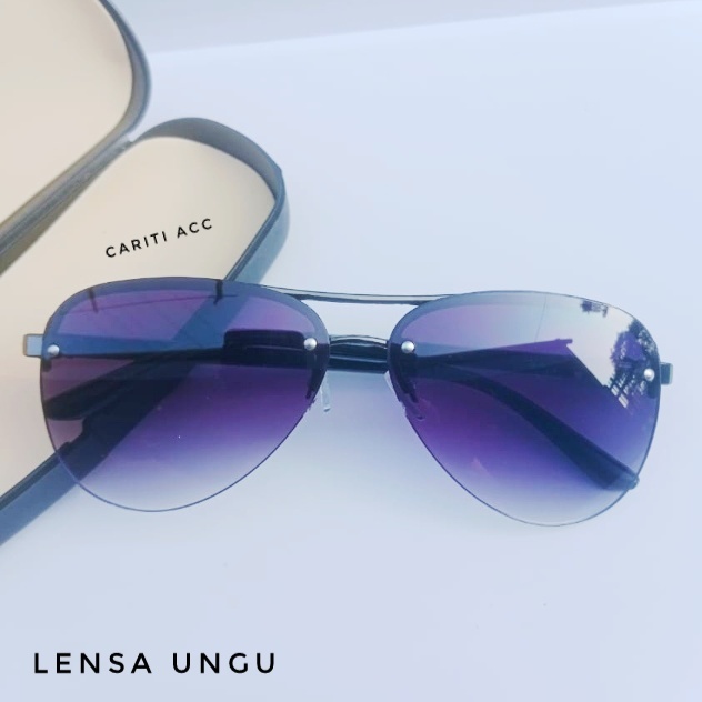 COD kacamata gaya pria dan wanita model kekinian warna ungu free box dan lap