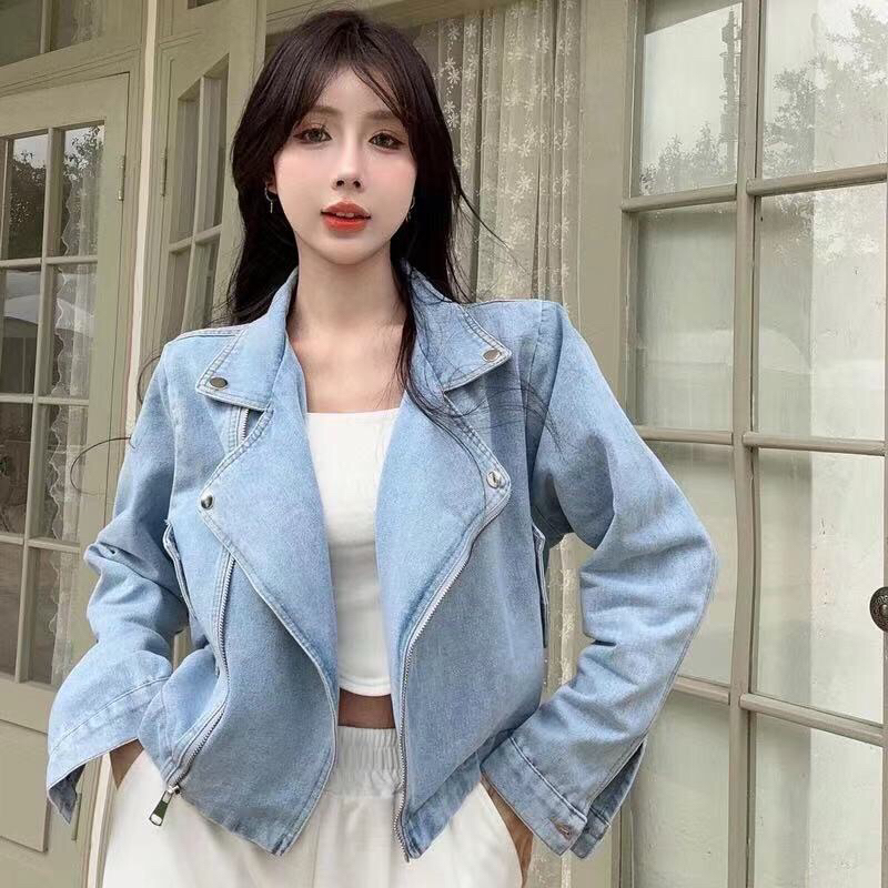 jacket jeans denim wanita biker