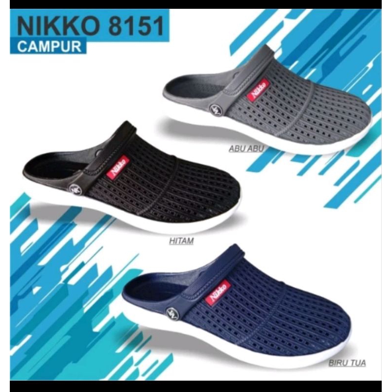 Viral Nikko Sandal Slop Sepatu Slop Karet Pria Murah