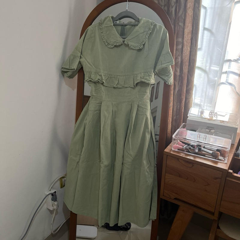 [PRELOVED] Kanon - Suzume Linen Dress Sage/Mint Green