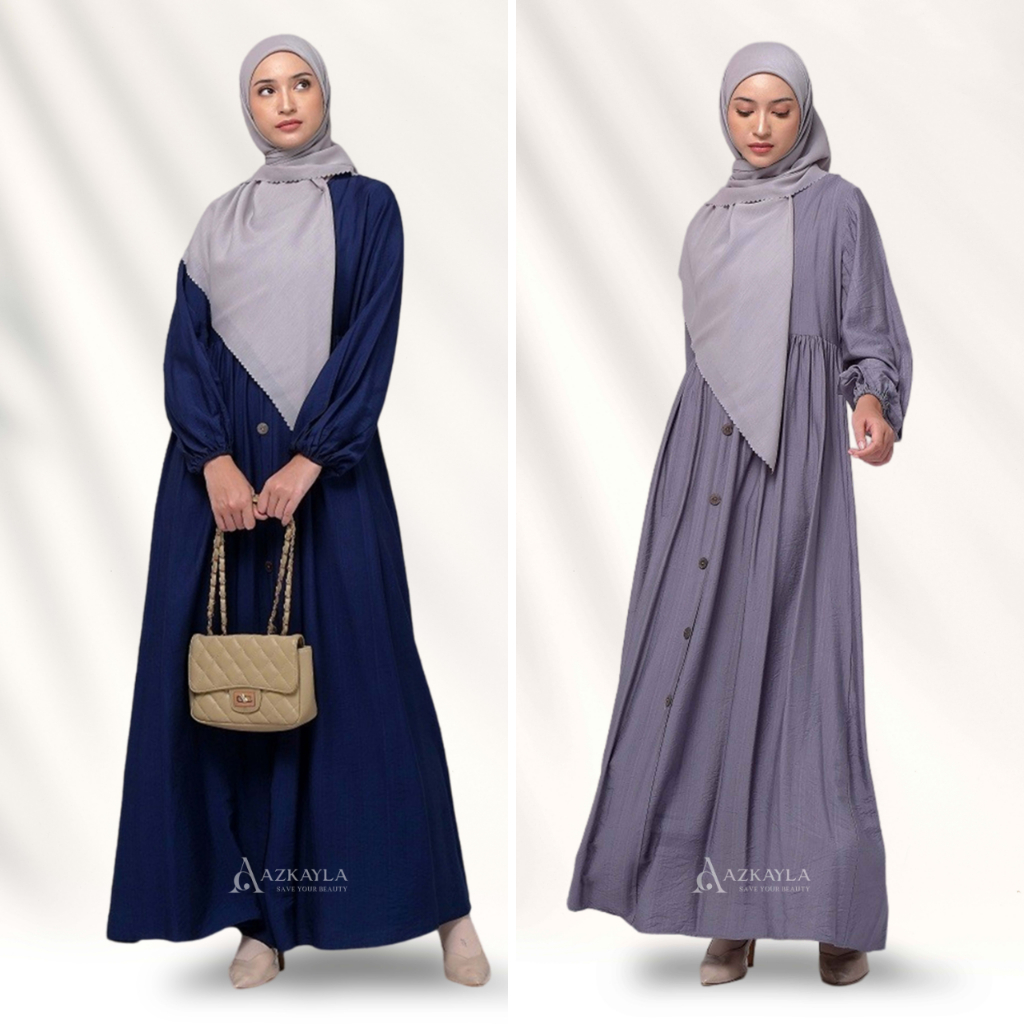 Azkayla - Arumi Gamis Wanita Long Dress Polos Busui Linen Premium