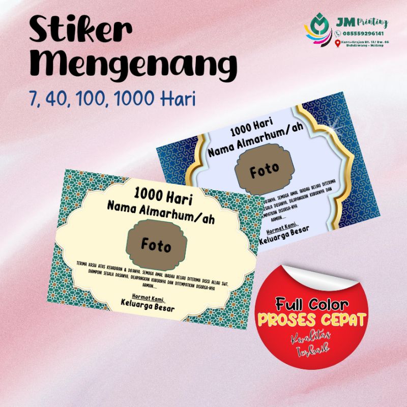 stiker mengenang 7,40,100,1000 hari