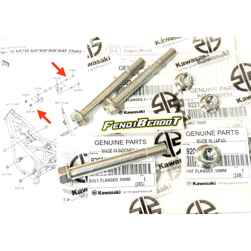 BAUT SET MUR BREKET BRACKET ENGINE MOUNTING GANTUNGAN MESIN ATAS NINJA RR NEW RR OLD ORIGINAL
